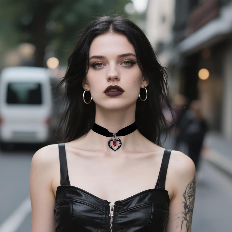 Cicod Gothic Black Velvet Goth Choker Necklace for Women,Cameo Black Choker Crow Skull Pendant Necklace Vintage Collar Skull Necklace Gothic Jewelry - Image 2